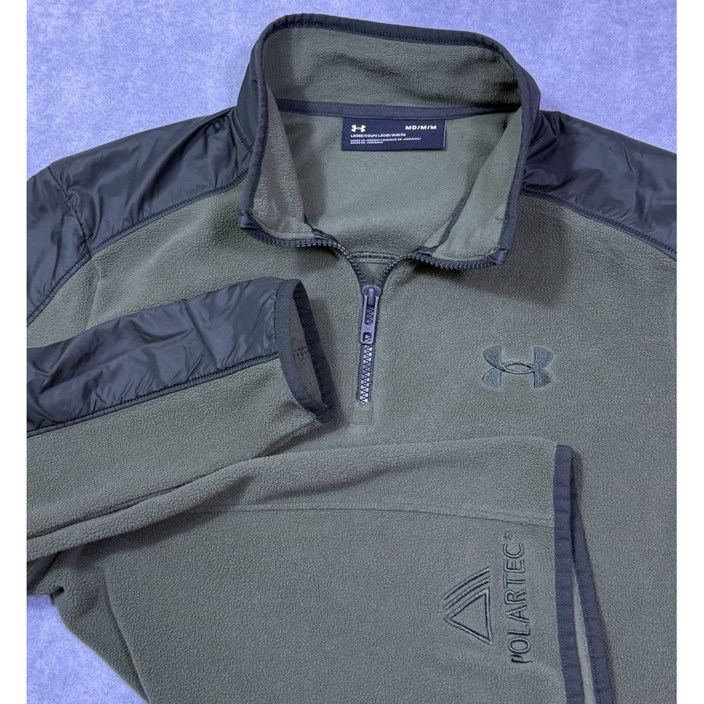 Under Armour Jacket Mens M Olive Polartec Fleece 1/4 Zip Pullover Gorpcore Hike